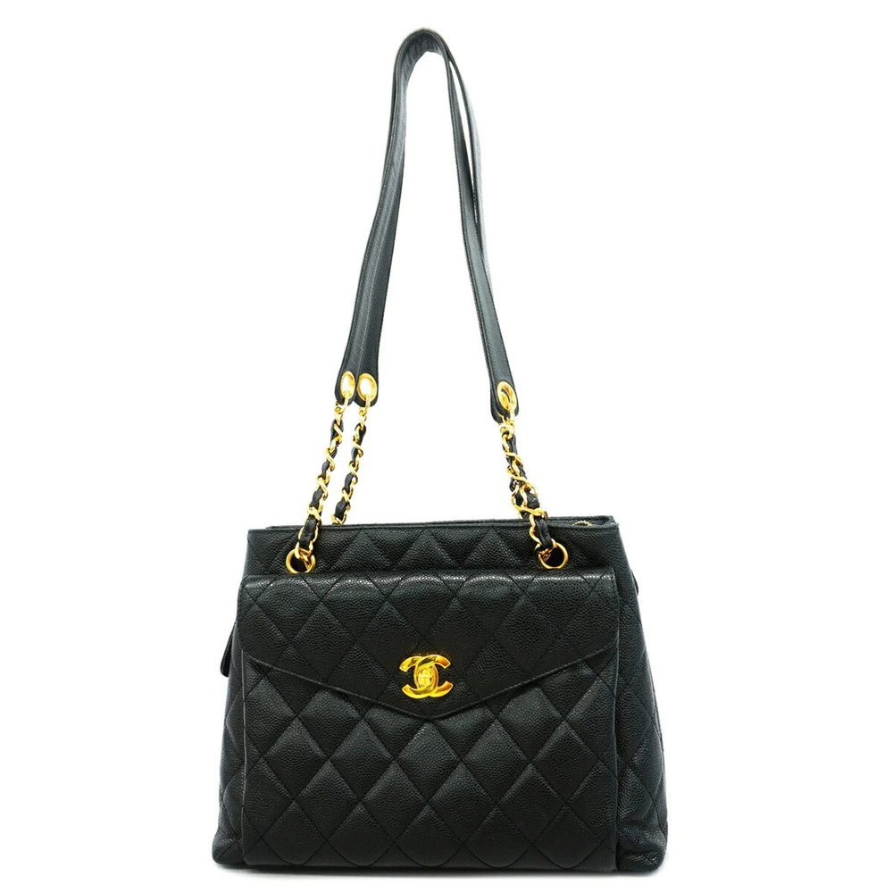 Chanel bag, tote chain tote, Matelassé, double chain, caviar leather, black, ...
